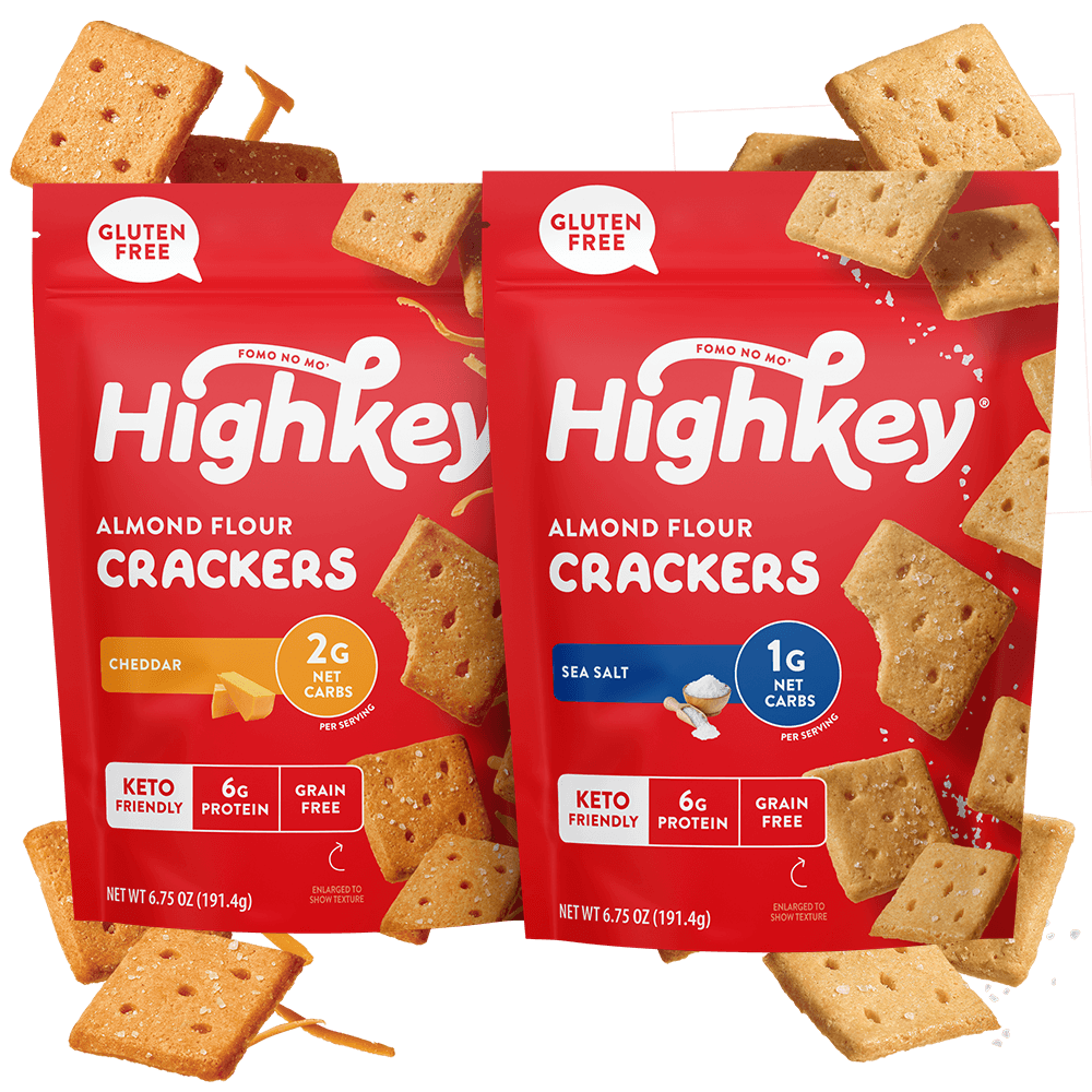 High Key Snacks Cheddar Almond Flour Crackers - Keto Friendly, Gluten Free, 2oz Pack Of 6