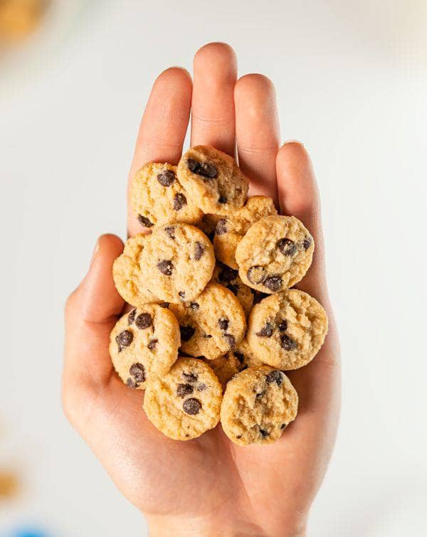 Gluten free low sugar chocolate chip mini cookies