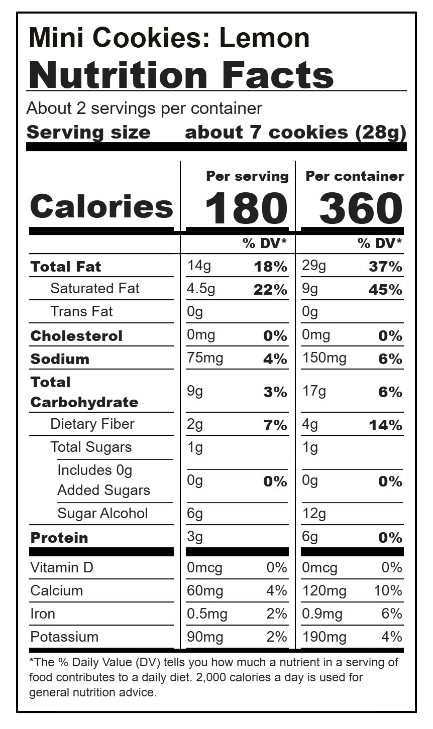 Mini Cookies: Lemon (3 Pack - 2 oz bags)