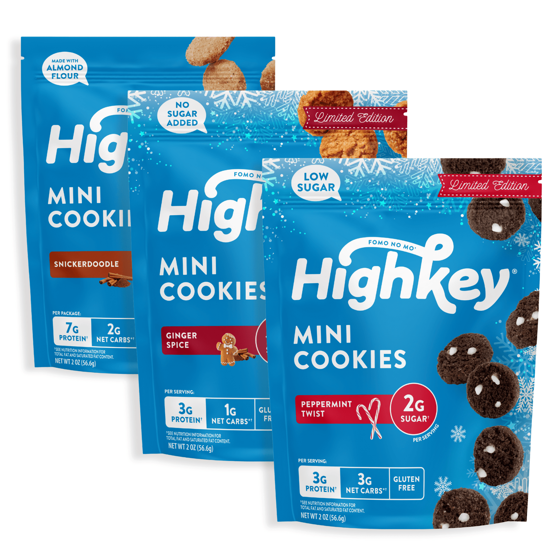 Mini Cookies: Holiday Variety (3 Pack - 2 oz bags) – HighKey