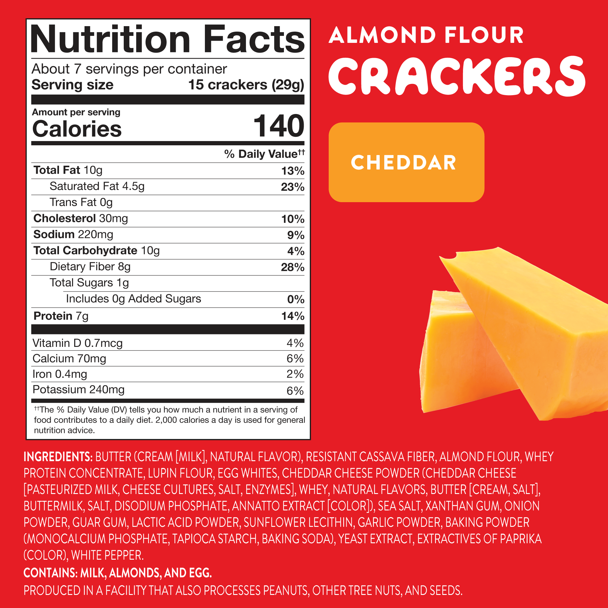 Almond Flour Crackers: Cheddar