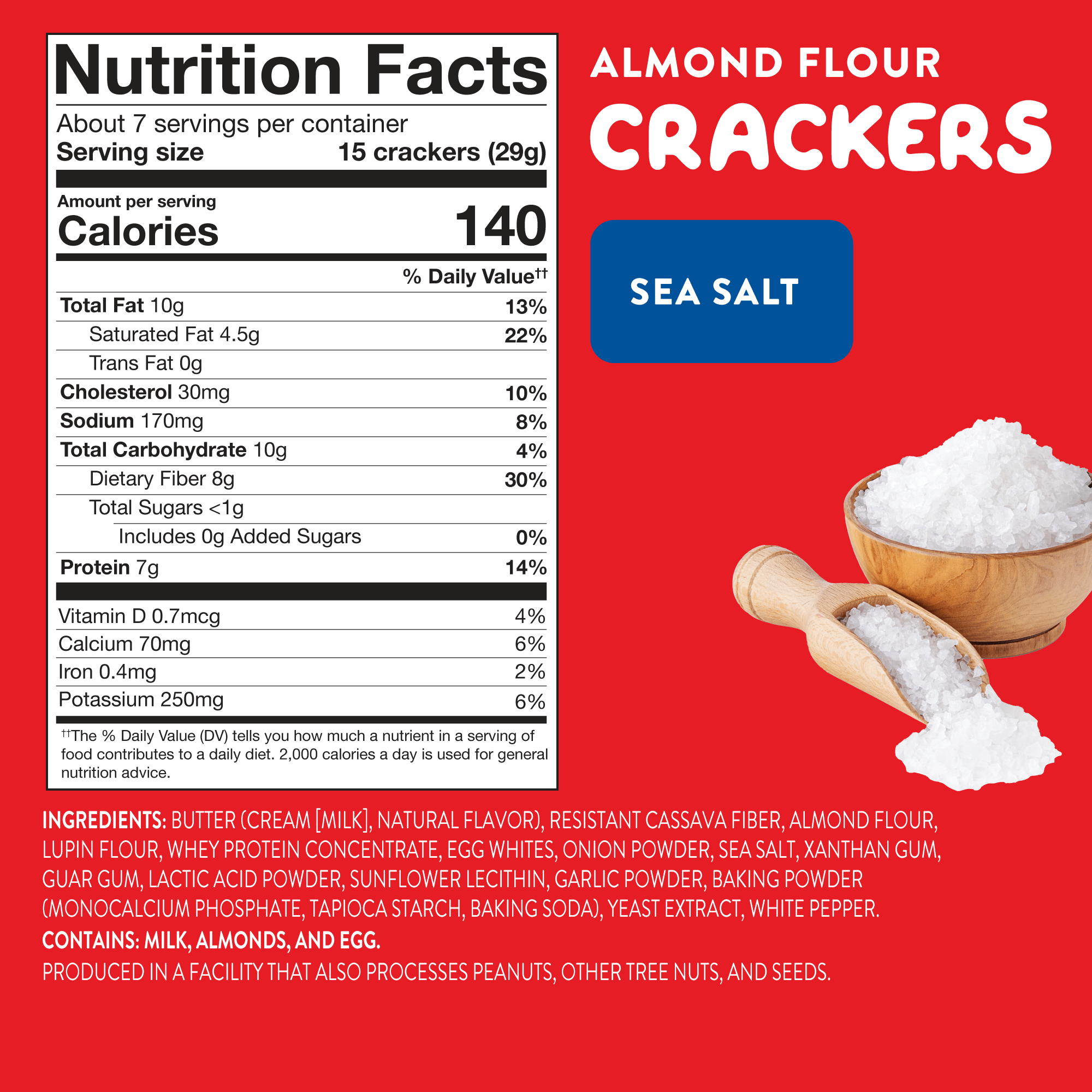 Almond Flour Crackers: Sea Salt